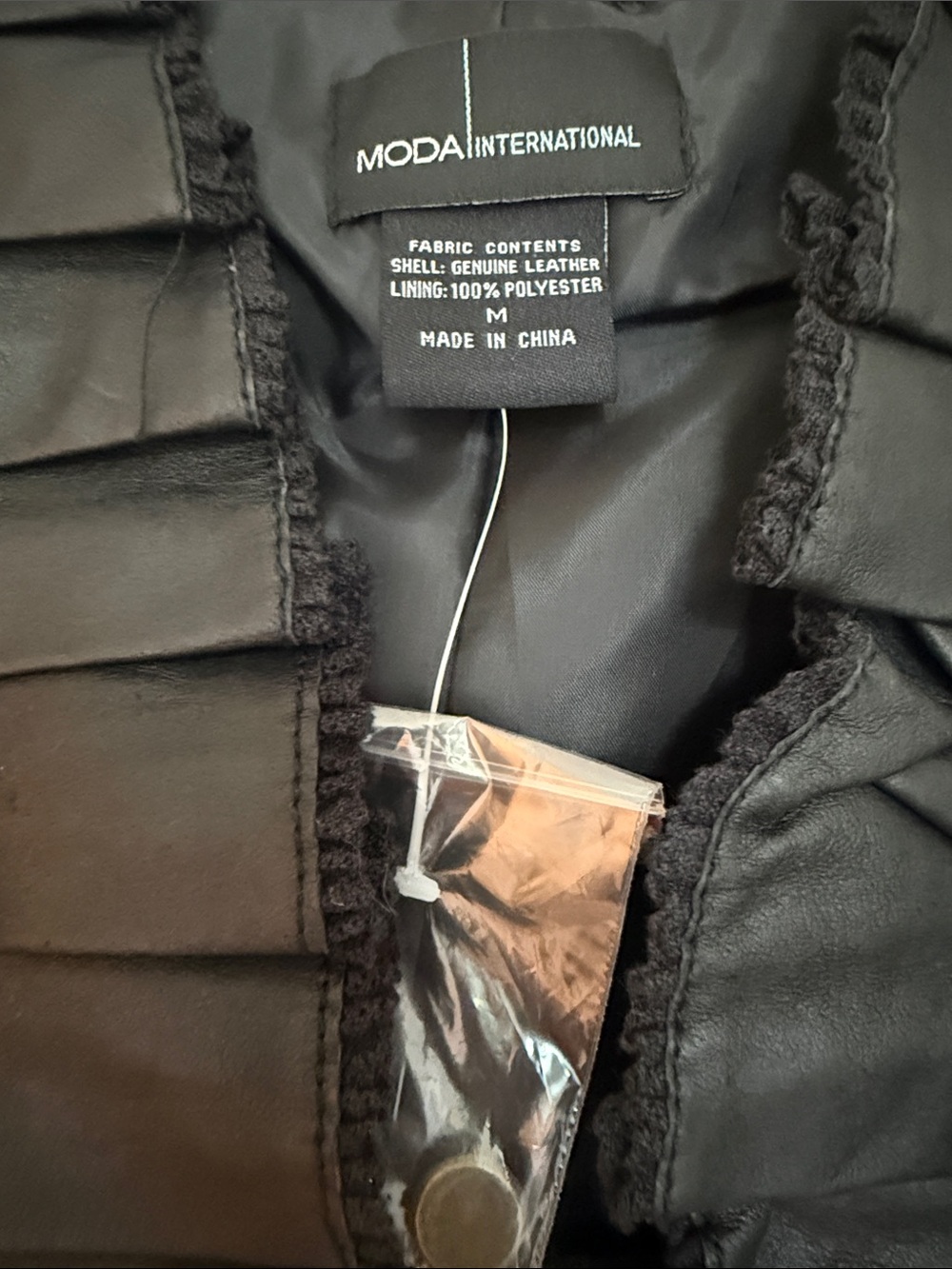 Moda International Black Ruffled Leather Jacket - Picture 4 of 4